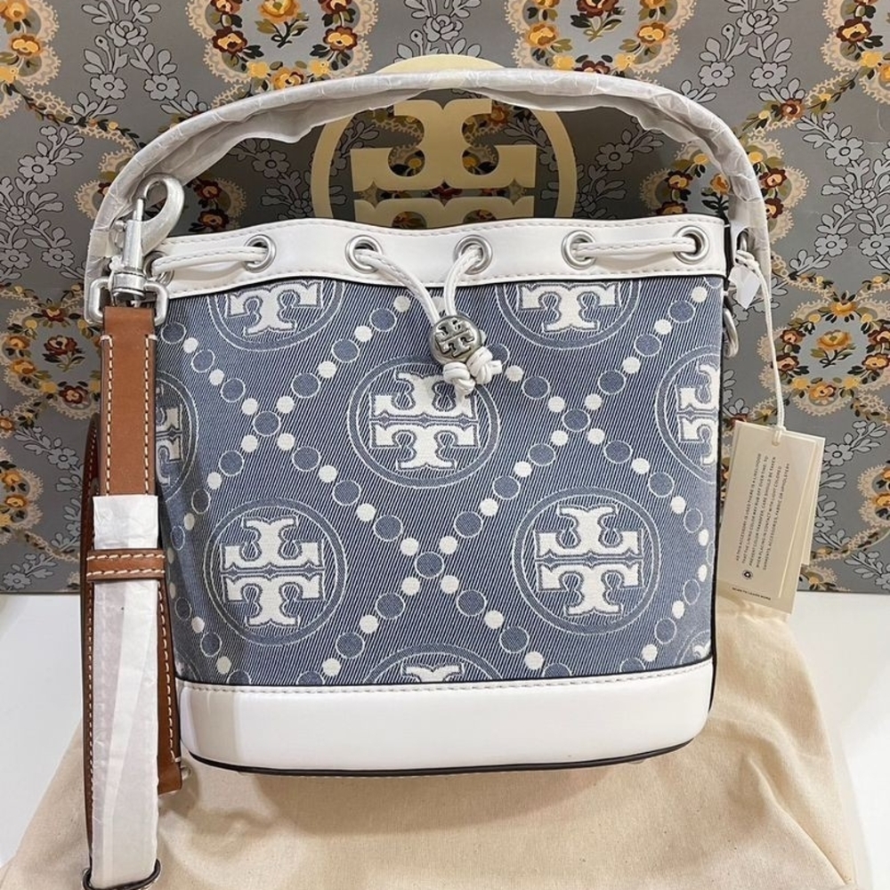 Tory Burch Gray and White Shoulder Bag